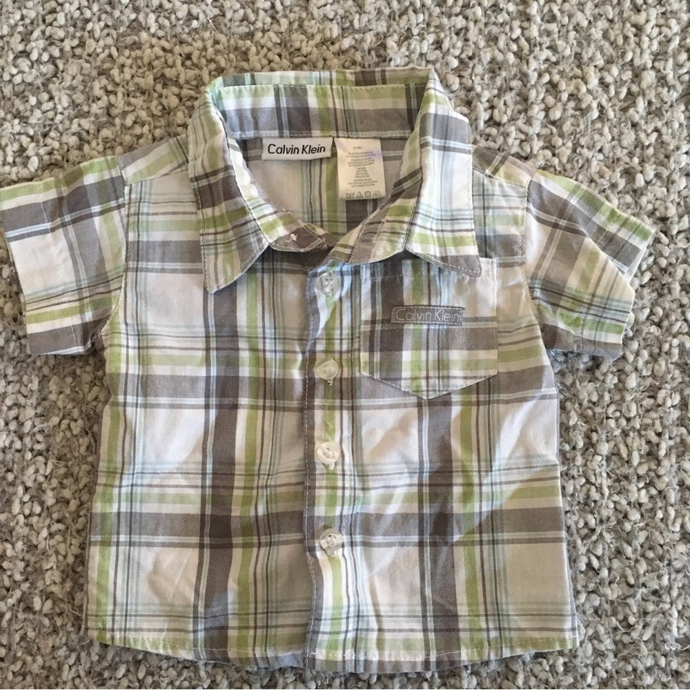5/$25 | Calvin Klein | Infant Short Sleeve Button Down - Picture 1 of 5